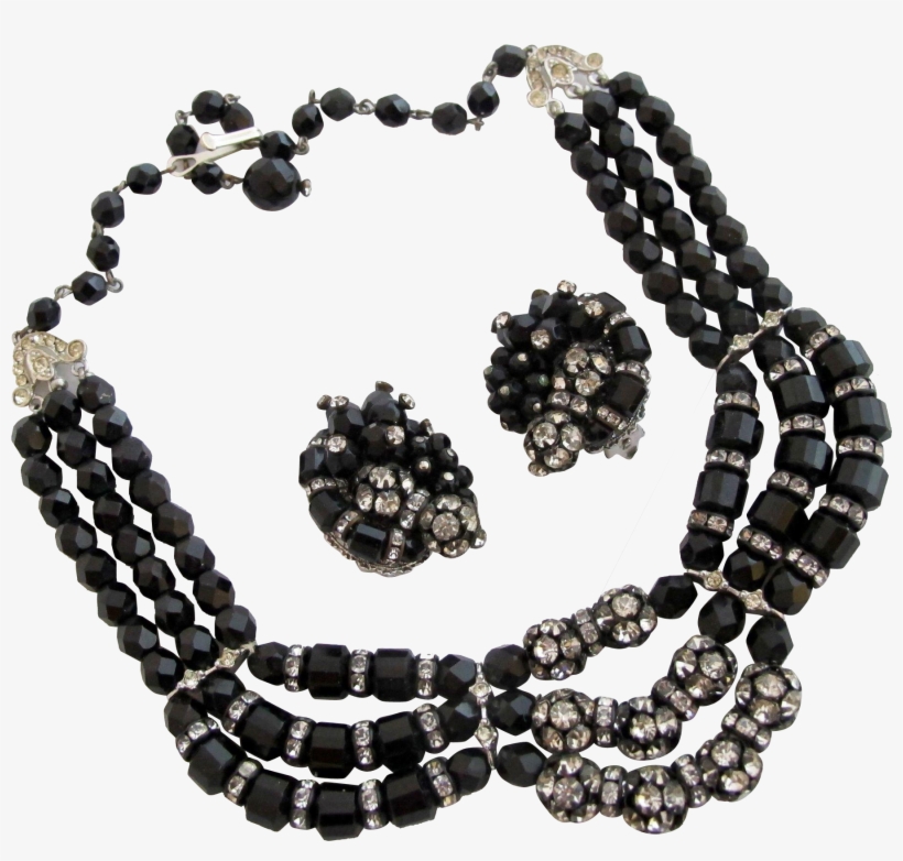 Banner Transparent Stock Vintage Black Glass And - Bead, transparent png #5393563