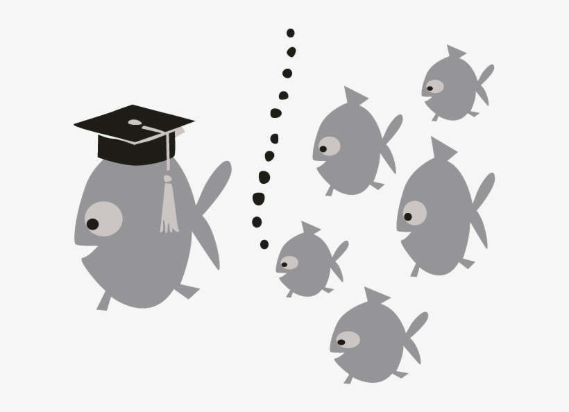 Smock School Of Fish Motif - Cartoon, transparent png #5399404