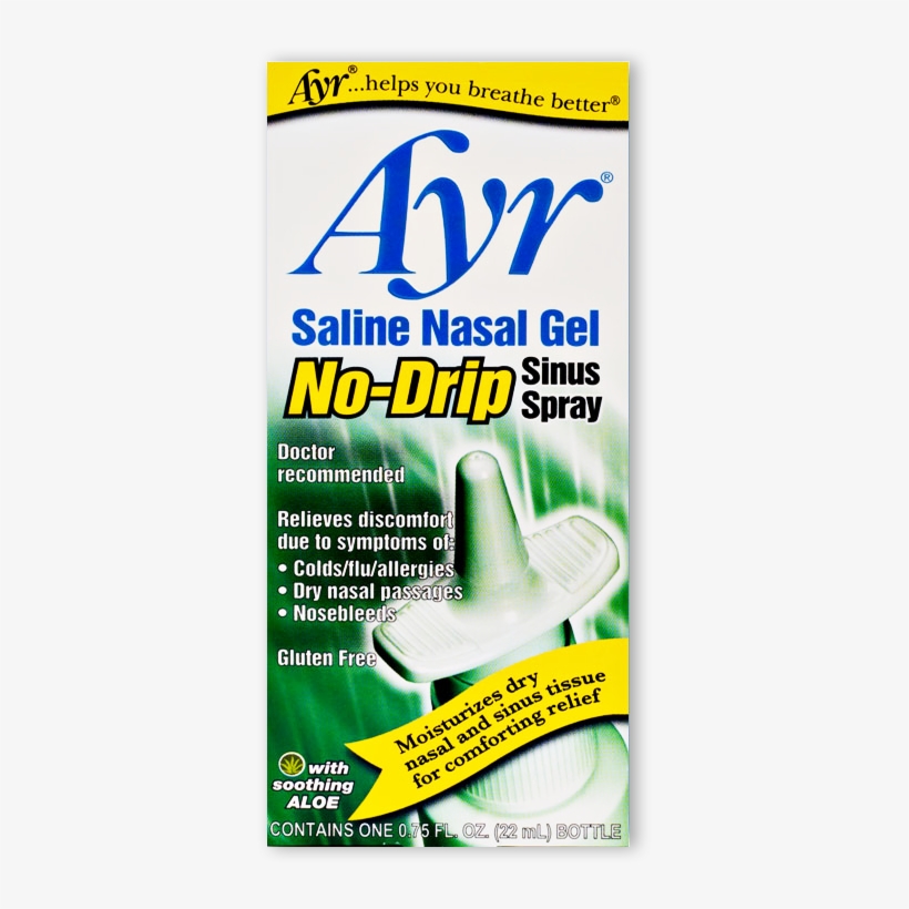 Ayr Saline Nasal Gel No Drip - Ayr Saline Nasal Gel No-drip Sinus Spray With Soothing, transparent png #5399891