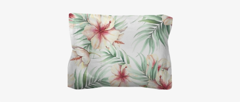 Seamless Pattern With Tropical Flowers And Leaves - Illustration, transparent png #540122
