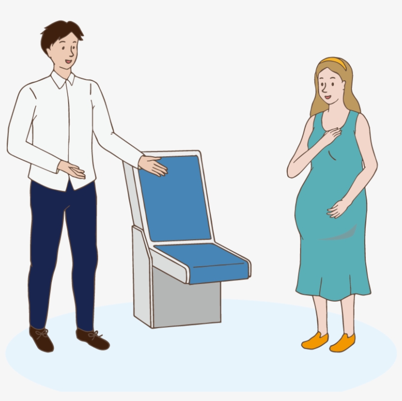 A Man Gives Up His Seat For Pregnant Woman - Cartoon, transparent png #540125