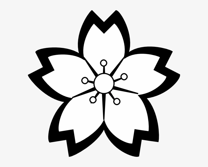 Hawaiian Clip Art Black And White - Cherry Blossom Clipart Black And White, transparent png #542302