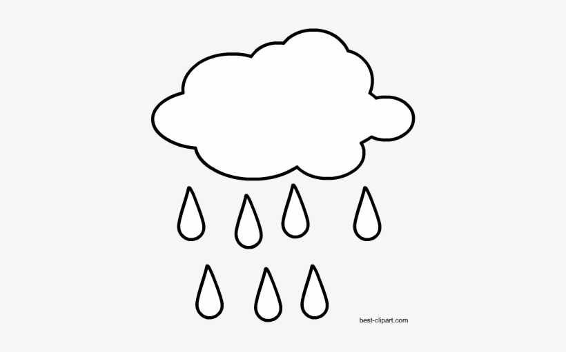 Black And White Cloud With Raing Free Clip Art - Clip Art, transparent png #542782