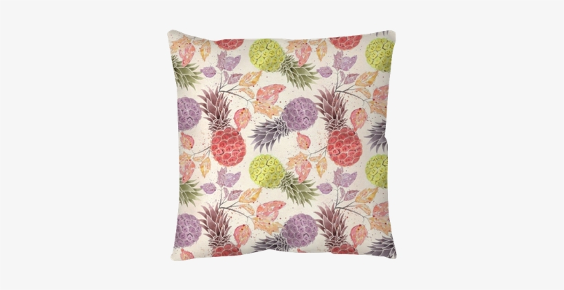 Colorful Pineapples, Watercolor Sprigs On A Light Beige - Pineapple, transparent png #543709