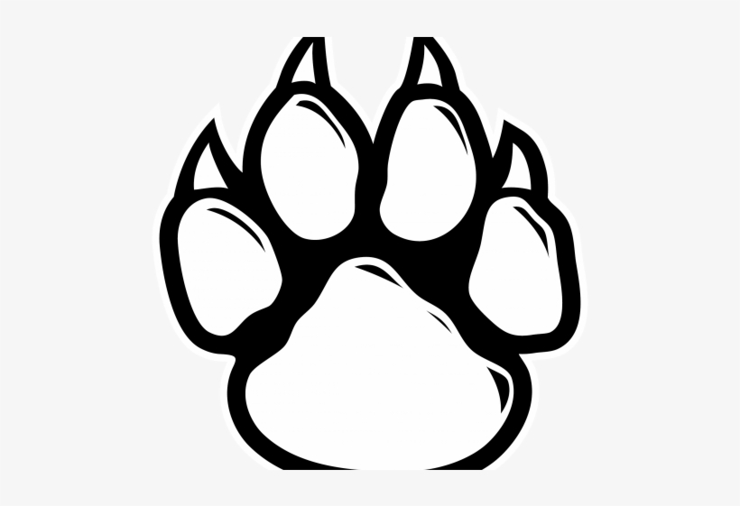 Tiger Paw Outline - Wolf Paw Print Outline, transparent png #545400