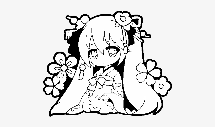 Chibi Hatsune Miku Coloring Pages - Hatsune Miku Para Colorear, transparent png #547539