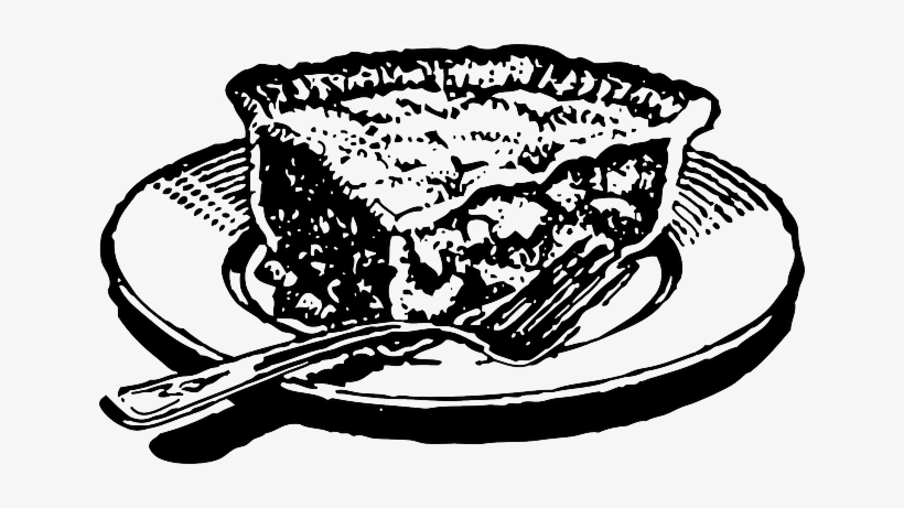 Black, Apple, Food, Slice, Plate, Cake, Drawing, White - Slice Of Pie Drawing, transparent png #547605