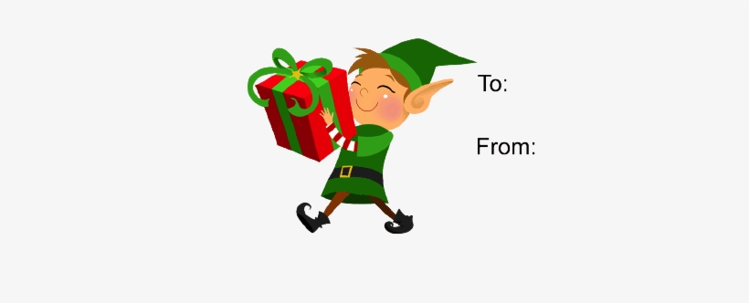 Elf With Gift Gift Tag - Elf Gift Tag, transparent png #547693