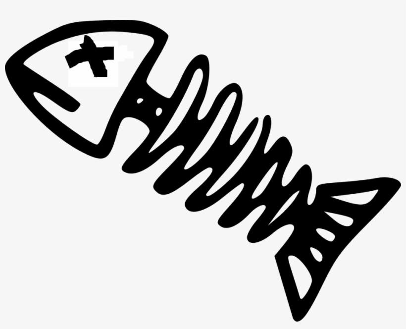 Cartoon Dead Fish - Fish Bone Clip Art Black And White, transparent png #548206