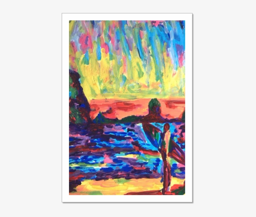One Last Sunset Painting Surf Beach Surfer Acrylic - One Last Sunset, transparent png #549124
