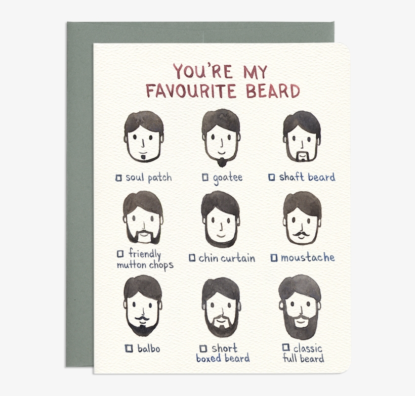 Stylish Beard & Moustache Greeting Card - Beard, transparent png #549685