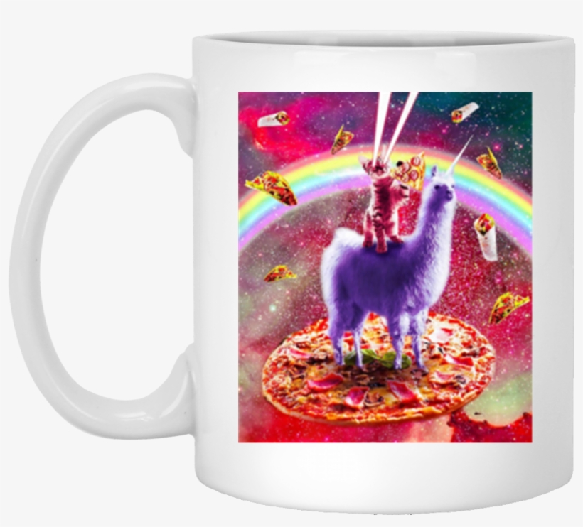 Laser Eyes Outer Space Cat Riding On Llama Unicorn, transparent png #5400677