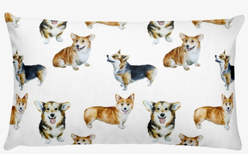 Corgi Print Rectangular Pillow - Dog Wallpaper Drawing, transparent png #5404596