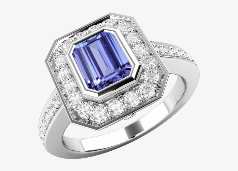 Tanzanite And Diamond Cluster Ring For Women In 18ct, transparent png #5407733