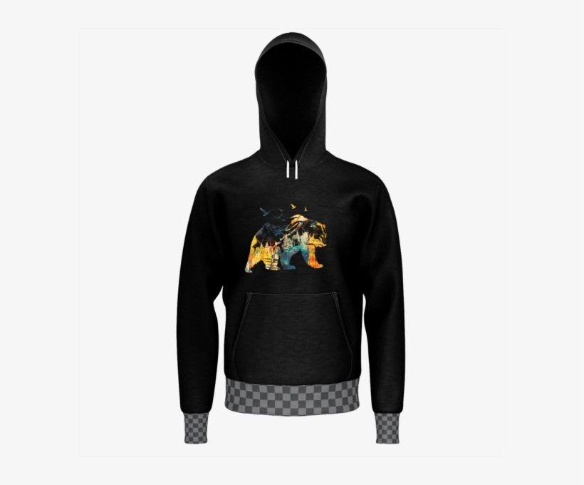 California Bear Artistic Print Hoodie - Sweatshirt, transparent png #5410299