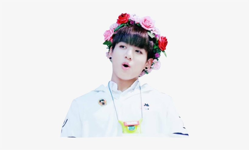 #flowers #jungkook #jeon Jungkook #bts - Jungkook With Flower Crown, transparent png #5411038