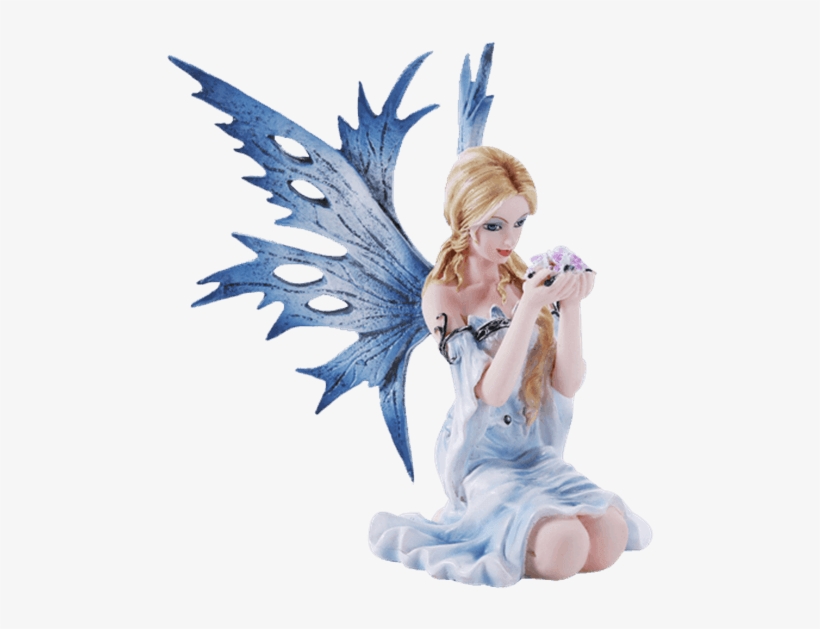 4.75 Inch Fairyland Blue Winged Fairy With Flowers, transparent png #5418540