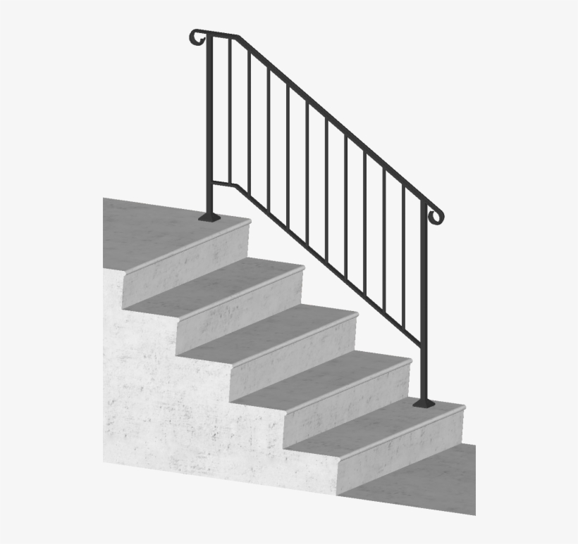 Picket-4 4 Foot Post To Post Spans 4 Stair Risers - Iron X Handrail Picket #2 Railing Rail Fits 2 Or 3, transparent png #5420090