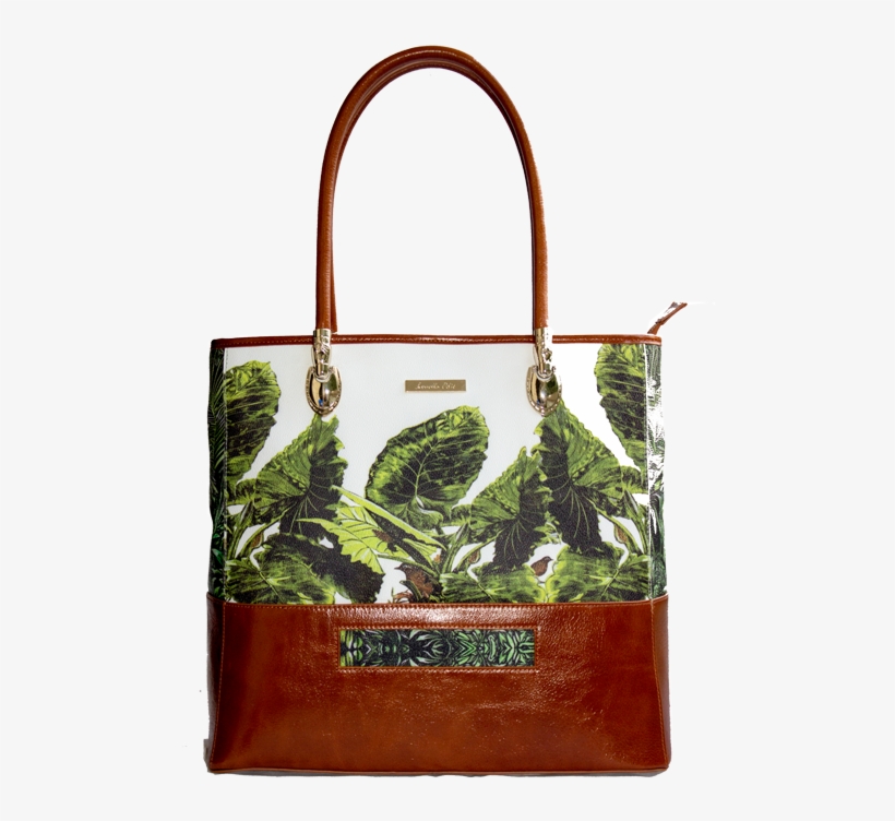 Green Jungle Tote Leather Bag Tan Leather - Tote Bag, transparent png #5421556