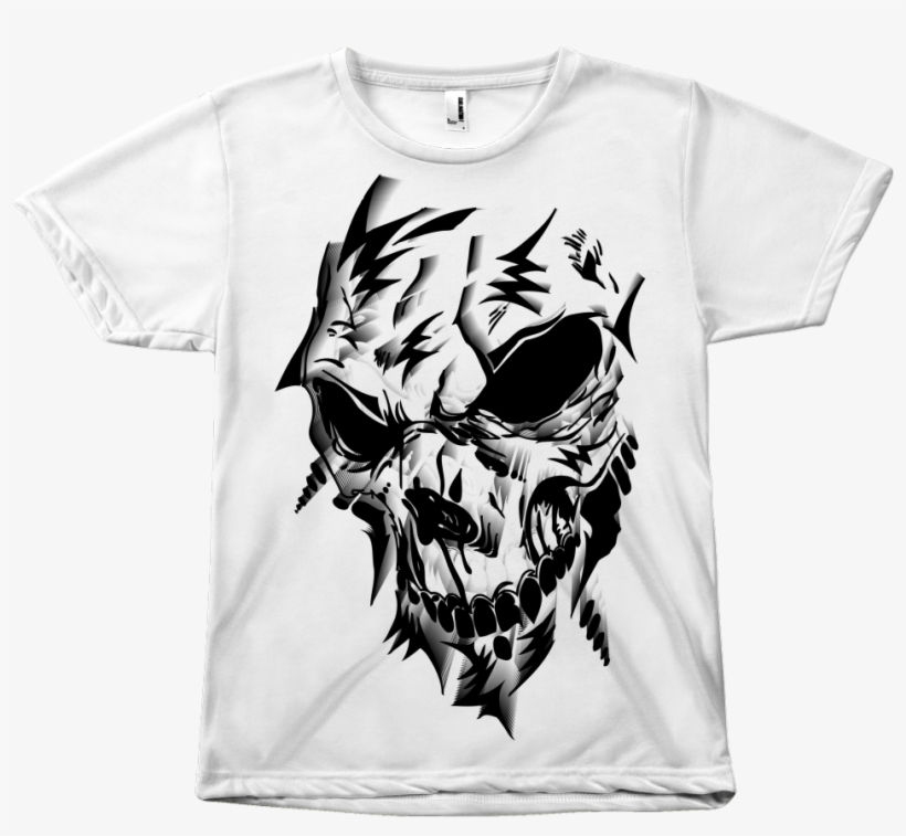 D Abstract Skull Print - T-shirt, transparent png #5423295