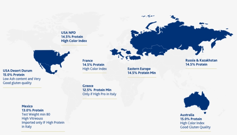 Barilla's Imports And Main Quality Parameters - World Map, transparent png #5433244