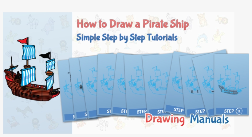 How To Draw A Pirate Ship Step By Step Drawing Tutorials - Drawing, transparent png #5435941