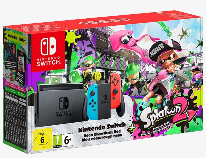 Nintendo Switch Neon Redblue With Splatoon 2, transparent png #5438477