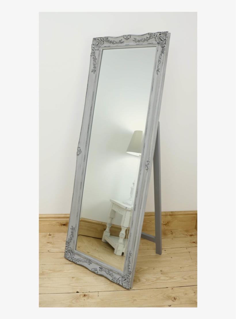 Vintage Grey Shabby Chic Full Length Mirror 60 X 22 Free Transparent