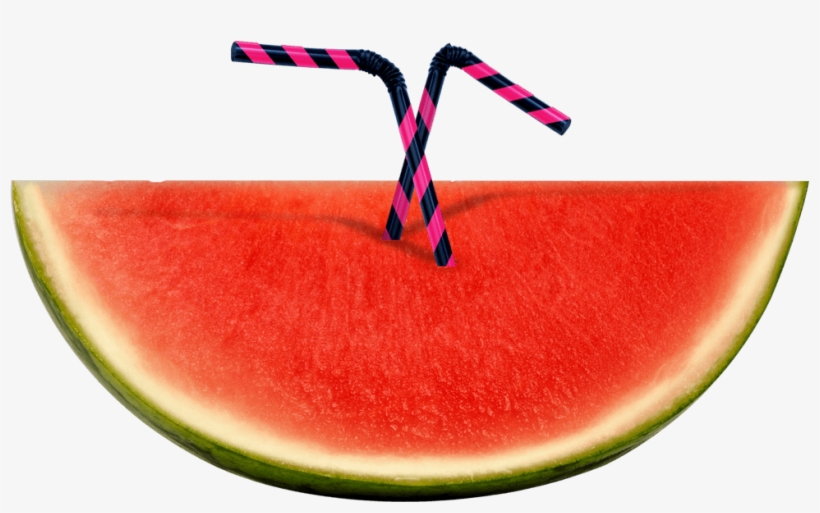 Watermelon With Straws - Watermelon, transparent png #5446374
