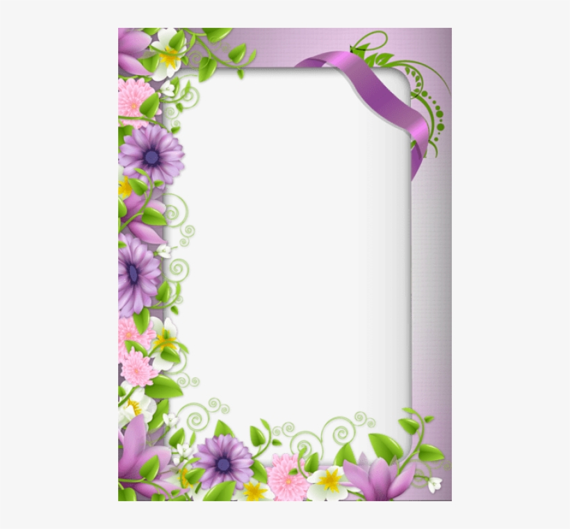 Free Png Photo Frame With Purple Flowers Png Images - 2 Photo Frame Png, transparent png #5447799
