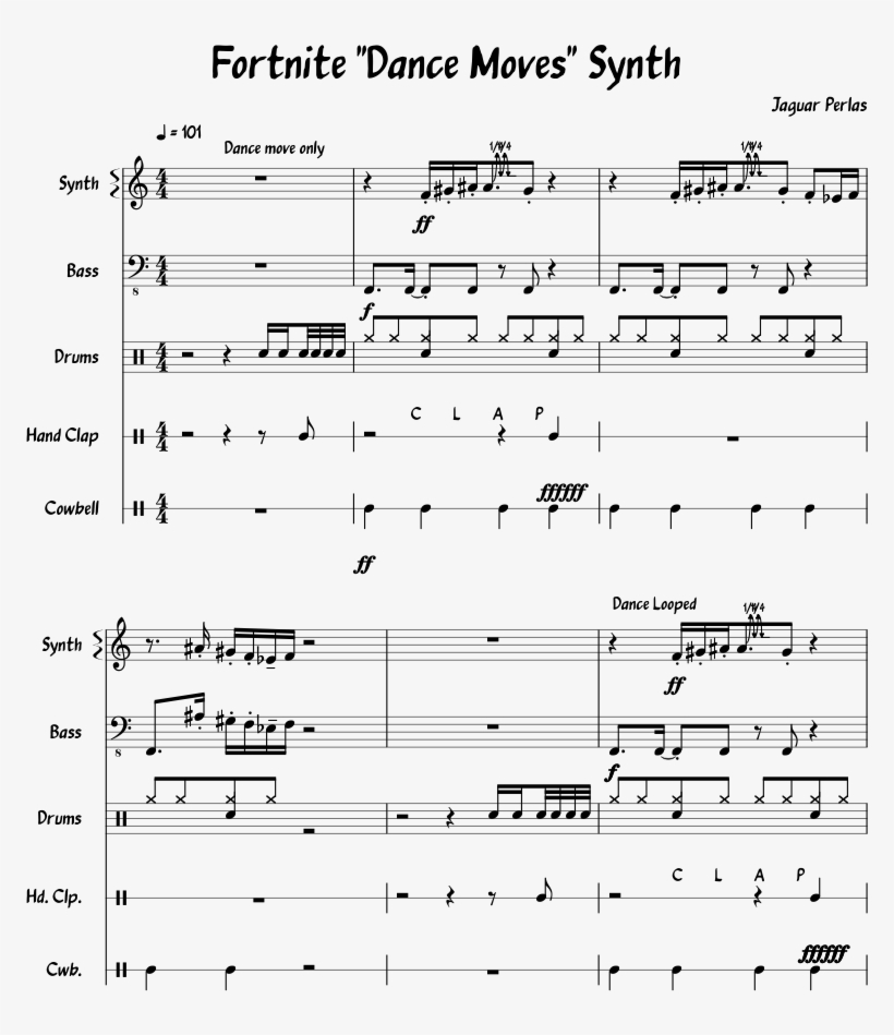 Fortnite "dance Moves" Synth Sheet Music For Synthesizer, - Dance, transparent png #5447881