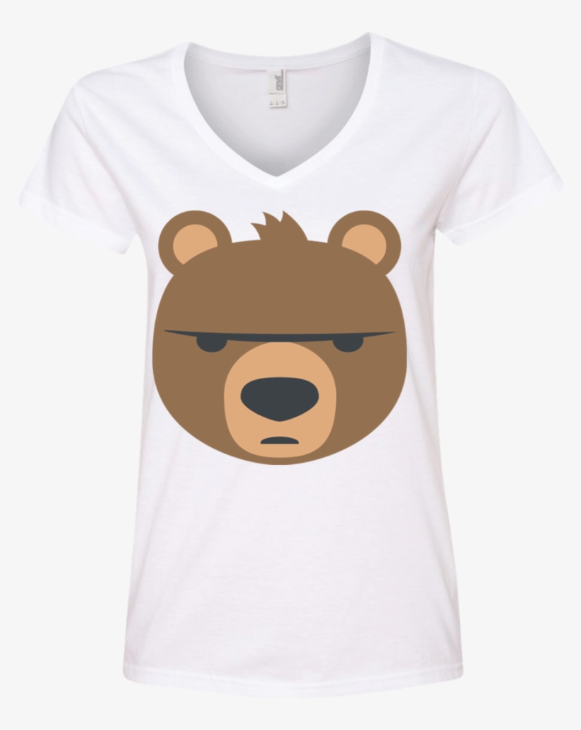 Big Bear Emoji Ladies' V Neck T Shirt - Emoji Notebooks: Angry Bear Emoji Back To School Notebooks, transparent png #5449523