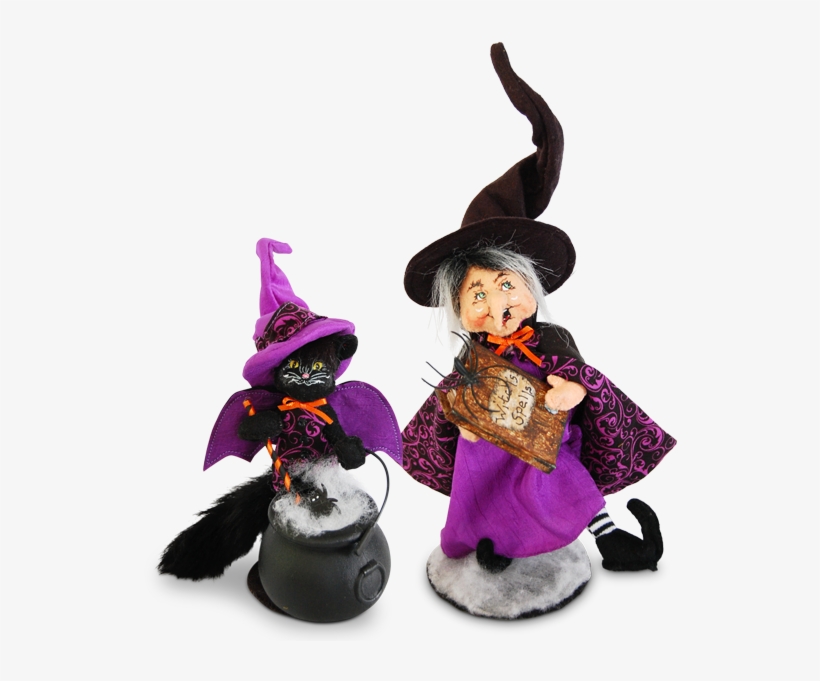 Purple Swirl Hag And Cat - 4in Kitty With Cauldron - Annalee Dolls, transparent png #5452480