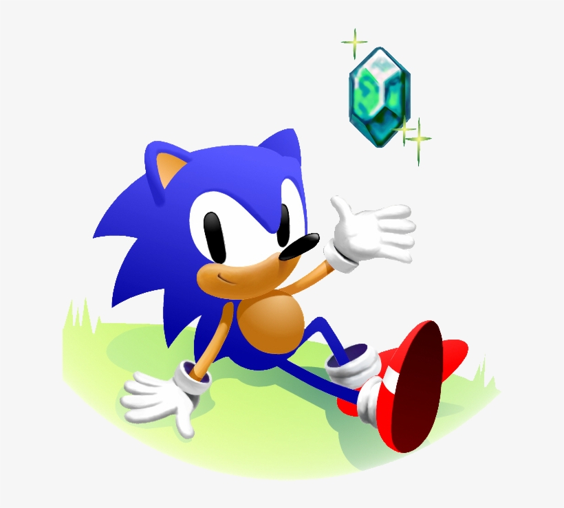 Sonic 166 - Classic Sonic With Emerald, transparent png #5455337