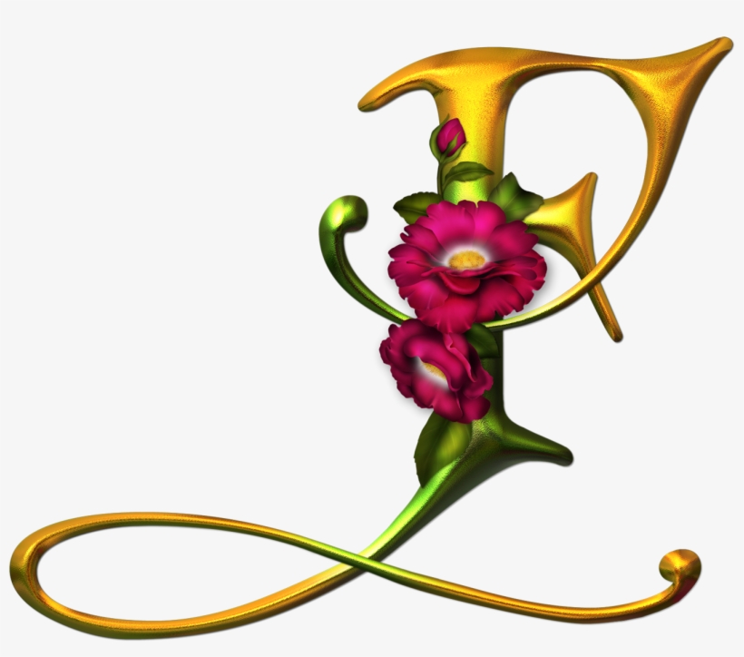 Alfabeto Dorado Con Flores Rosas, transparent png #5458807