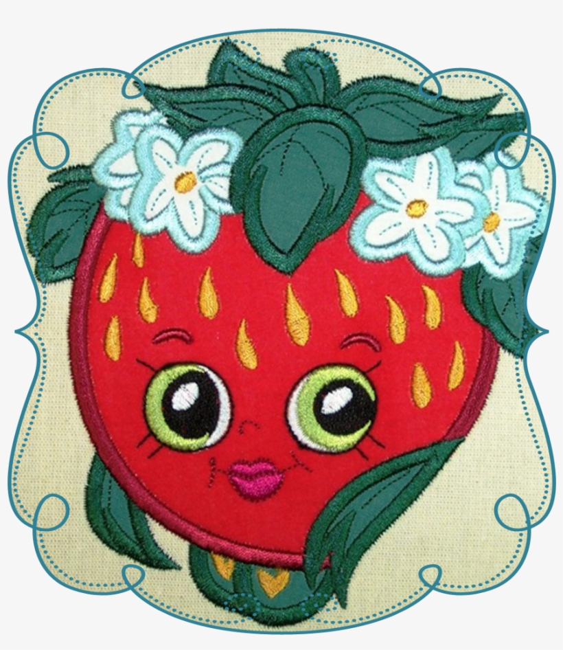 Shopkins Strawberry Applique Shopkins Strawberry Embroidery - Embroidery, transparent png #5464212