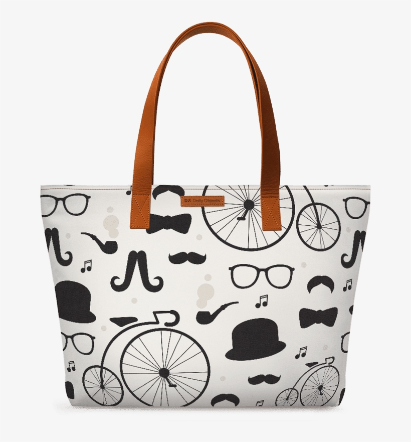 Dailyobjects Hipster Icons Fatty Tote Bag - Mustaches And Bow Ties, transparent png #5464471
