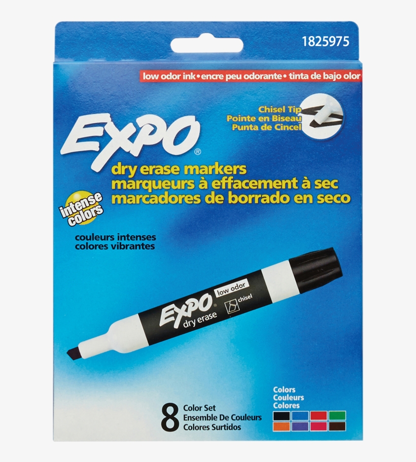 Expo® Low Odour Dry Erase Markers Chisel Tip Assorted - Expo Low Odor Markers, transparent png #5466132