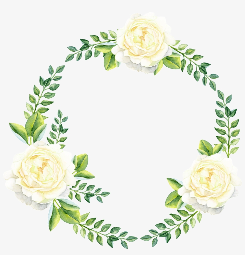 Fresh Yellow Flowers Hand Drawn Garland Decorative - Romantisches Grün-blätter - Empfangskarte Karte, transparent png #5467229