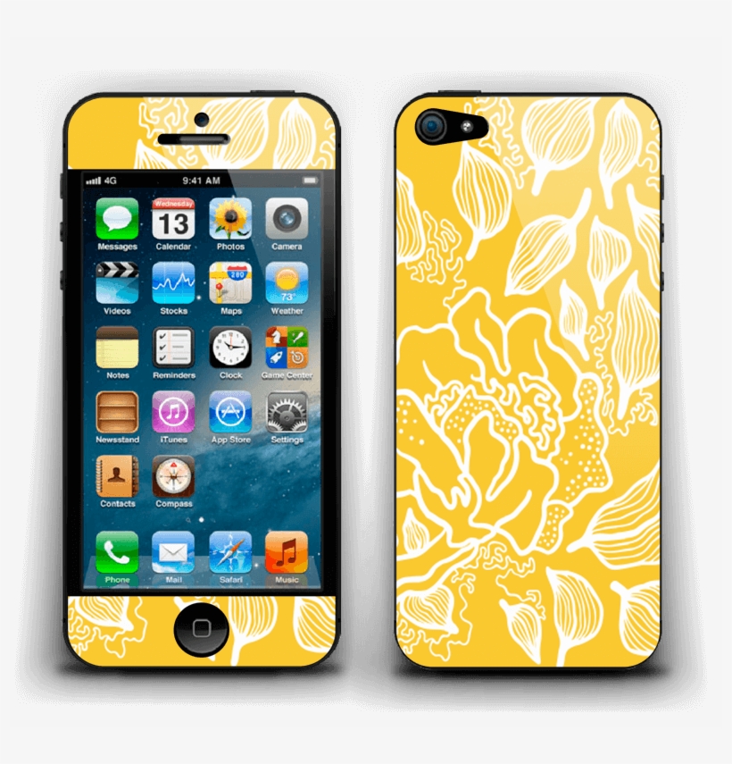 Yellow Flowers Skin Iphone - Body Glove Iphone 5/5s Icon Hybrid Case - Blue / Silver, transparent png #5467297