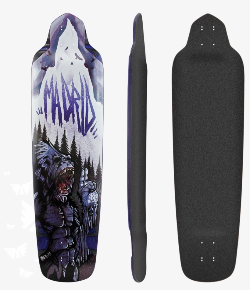 Madrid Bigfoot Longboard Skateboard Deck W/ Grip - Madrid Bigfoot Longboard Deck, transparent png #5467553