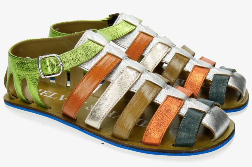 Sandals Sam 3 White Silver Tangerine Greenery Bisque - Melvin Hamilton Sam 3, transparent png #5468237