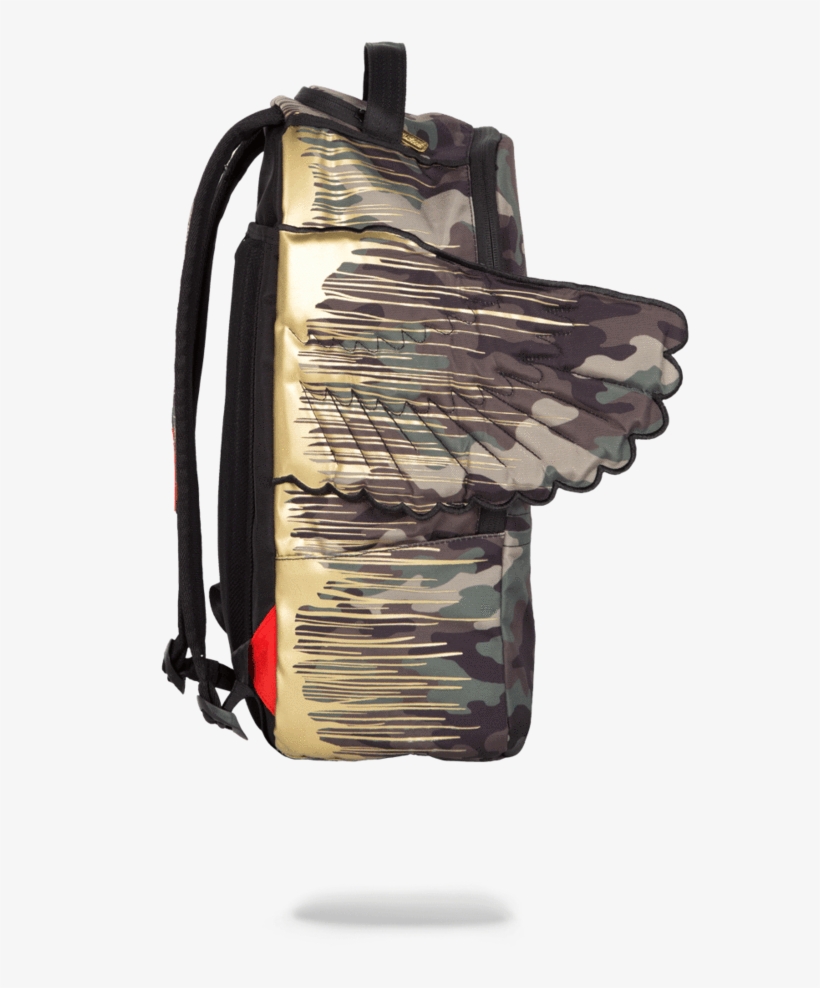 Sprayground- Gold Camo Drip Wings Backpack - Sprayground Camo Drip Wings, transparent png #5469378