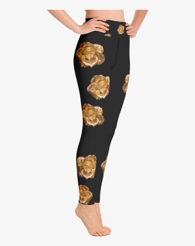Black Rose Gold Dripping In Gold Yoga Leggings By Ventcri - Cool Rogue Yoga Pants, transparent png #5469901