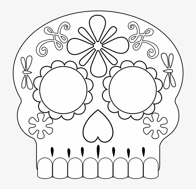 Day Of The Dead Masks Sugar Skulls Free Printable - Printable Sugar Skull Mask Template, transparent png #5477262