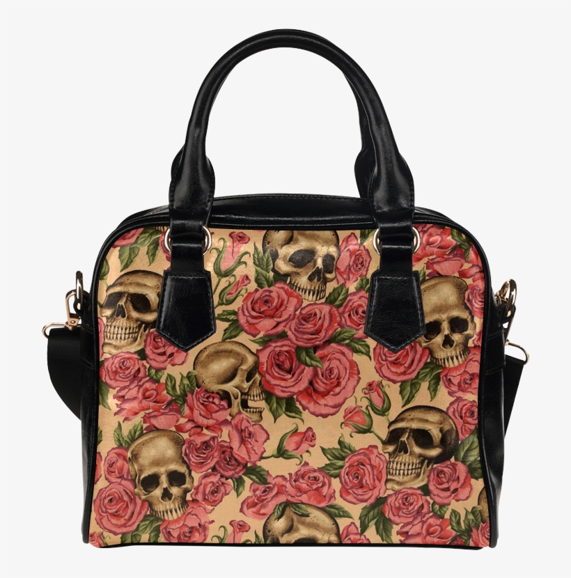 Sugar Skull Floral Flower Shoulder Handbag - Ingbags Fashion Large Tote Shoulder Bag Skull Red Rose, transparent png #5477338