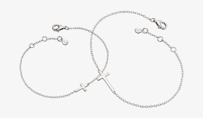 Silver Cross Bracelet Set - Necklace, transparent png #5479370
