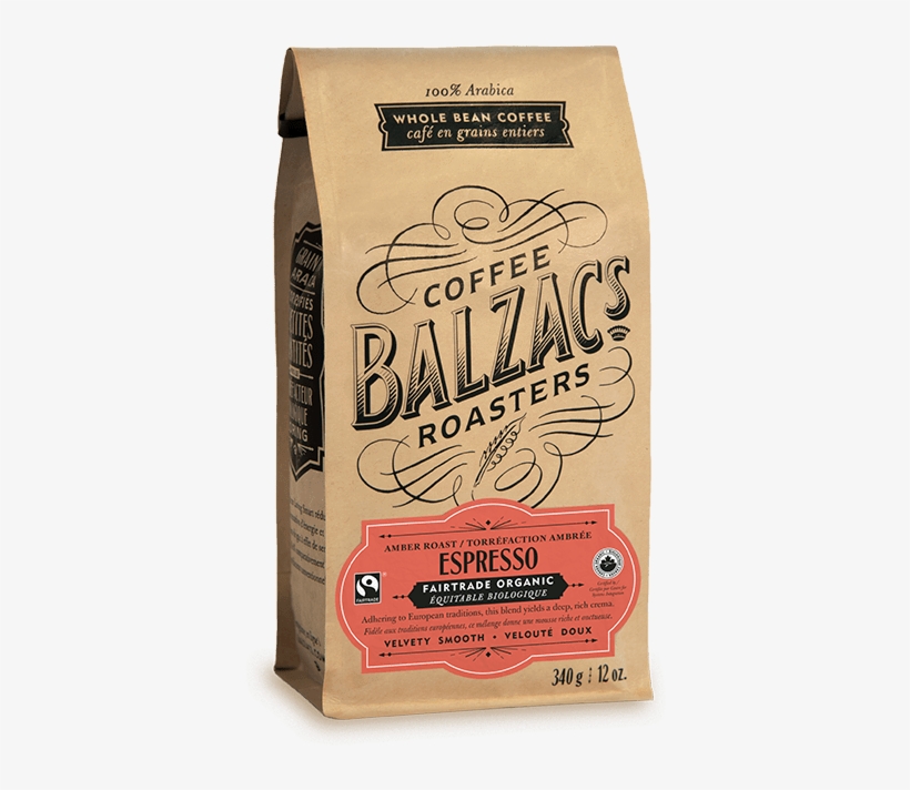 Espresso Blend Amber Roast Fairtrade Organic Coffee - Balzac's Blend Whole Bean Coffee, transparent png #5480483