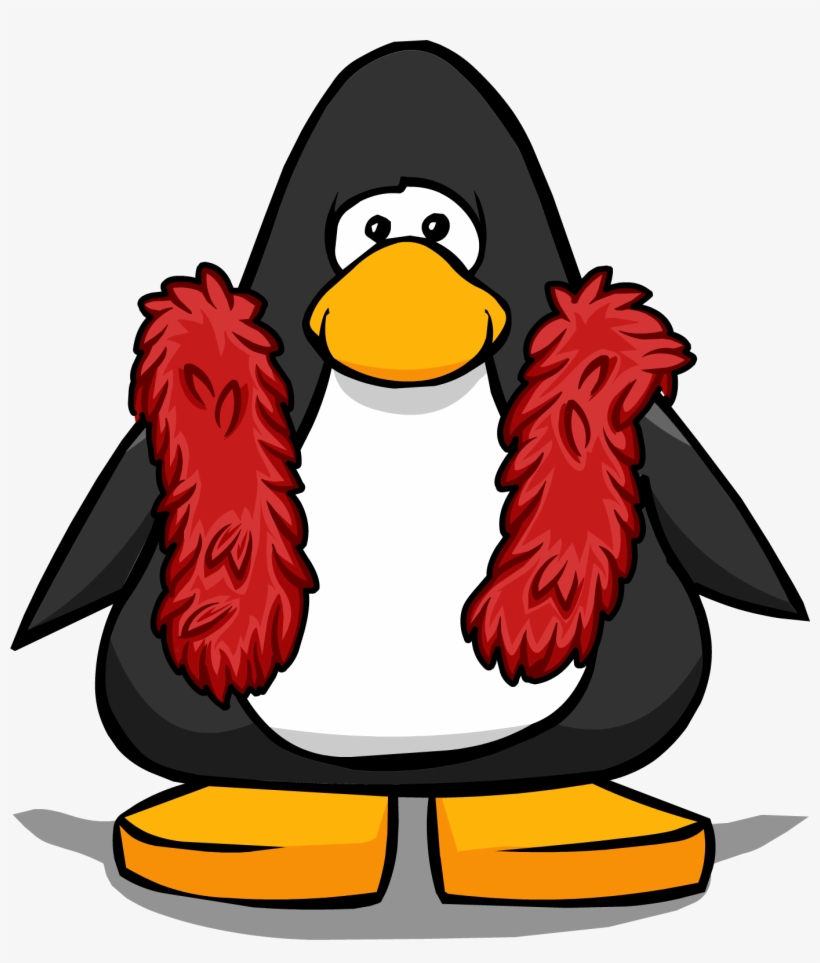 Red Feather Boa From A Player Card - Club Penguin Blue Lei, transparent png #5480935