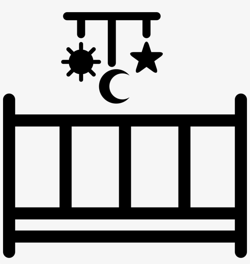 Baby Bed With A Mobile Toy With Hanging Shapes Of Sun - Baby Bed Icon, transparent png #5481965
